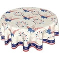 thumbnail image 1 of 4th of July Tablecloth Round 60 Inch Patriotic American Flag Table Cloth Wrinkle Resistant Table Cover Memorial Day Independence Day Tablecloth Decorative for Home Kitchen Dining Indoor Party Picnic, 1 of 1