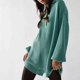 thumbnail image 4 of Monos Casuales Monos cortos de algodón y lino para otoño, corte holgado, para mujer, con cuello vuelto, traje diario Ygjytge Verde S para Mujer, 4 of 6