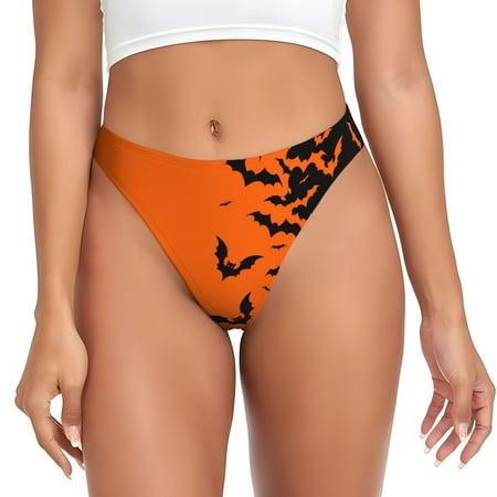 Adobk Halloween Bats Print Seamless Women Underwear Thongs No Show Ladies Thong No Line Breathable Comfortable Panties Undies for Women-XX-Large