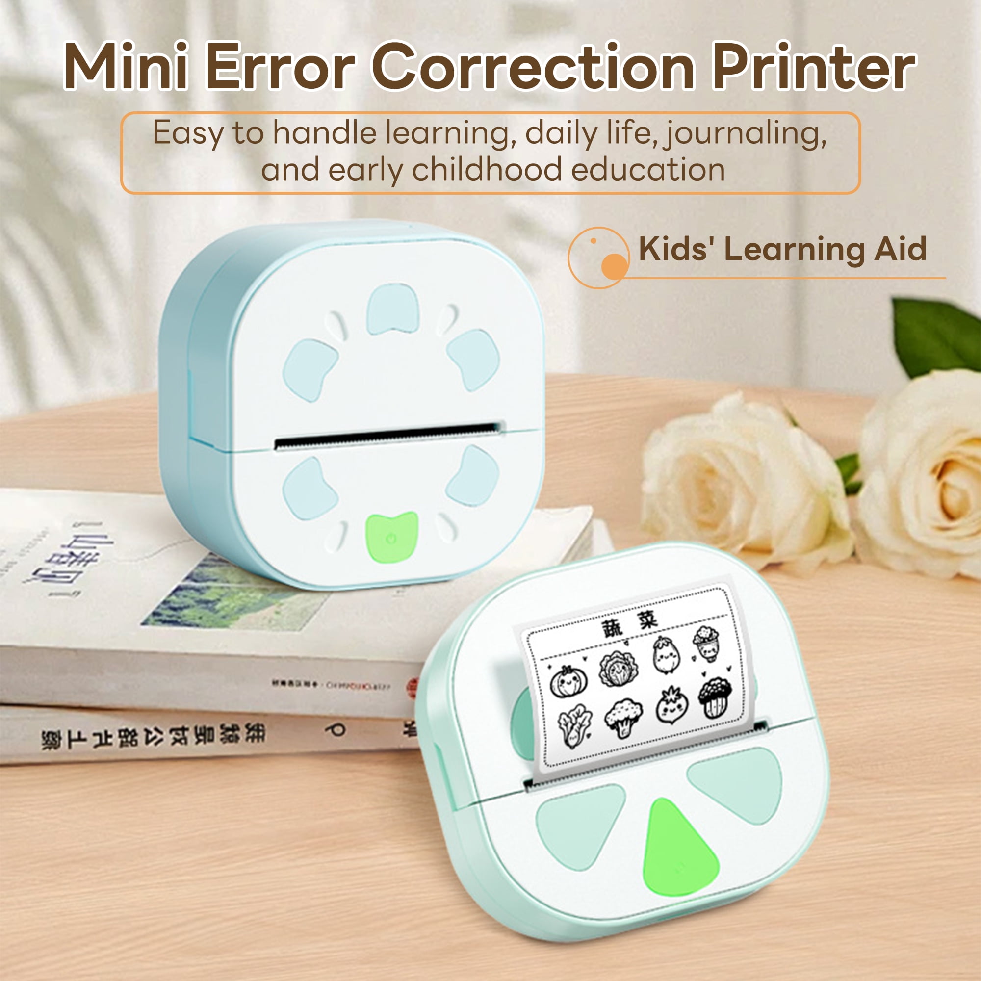 Pecham Sticker Printer, Portable Bluetooth Inkless Thermal Mini Printer with 3 Rolls for Notes, Gifts, Journals, Planners, Scrapbooking