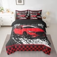 thumbnail image 2 of Manfei Teens Boys Racing Car Twin Bedding Sets 7-Piece,Extreme Sport Bedding Comforter Set Microfiber,Geometric Plaid Breathable Sheet Sets,Microfiber Bedroom Decor,Reversible, 2 of 8