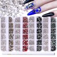 thumbnail image 1 of Diamantes de imitación 3D Decoraciones artísticas para uñas Accesorio de joyería de diamantes acrílicos Gema Brillo de uñas Carrusel Cajas de strass plateados Cristal Ongle Manicura # 147, 1 of 4