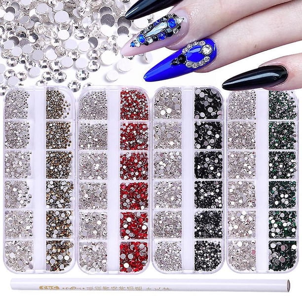Diamantes de imitación 3D Decoraciones artísticas para uñas Accesorio de joyería de diamantes acrílicos Gema Brillo de uñas Carrusel Cajas de strass plateados Cristal Ongle Manicura # 147