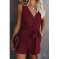 thumbnail image 1 of Womens Halter Neck Sleeveless Floral Print & Solid Rompers Jumpsuits, 1 of 3
