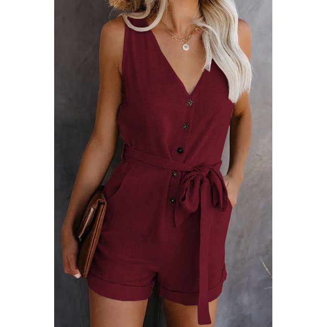 Womens Halter Neck Sleeveless Floral Print & Solid Rompers Jumpsuits