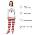 thumbnail image 2 of Jolly Reindeer Acres Matching Family Christmas Pajamas With Dog, Red Fair Isle Holiday PJs, Plus Sizes, With Pockets, 2 of 7