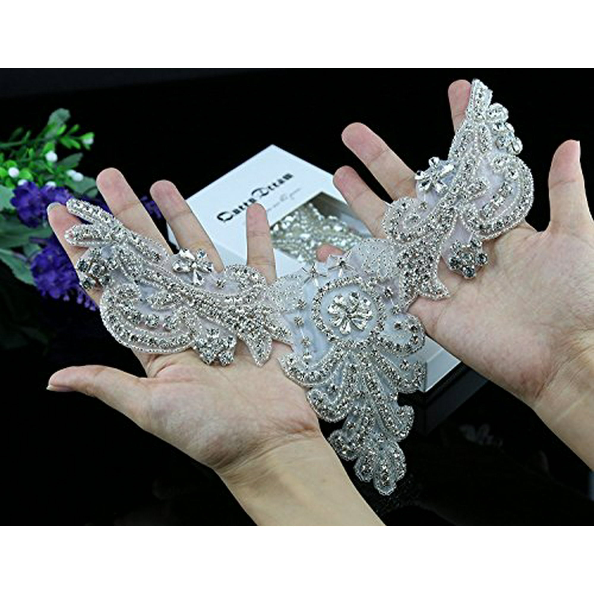 Crystal Applique Rhinestone Applique Wedding Applique Beaded