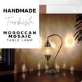 thumbnail image 3 of DEMMEX Authentic Turkish Lamp, Made in Turkey, Turkish Moroccan Mosaic Table Bedside Lamp, 100% Handcrafted, Antique Brass Color Metal Body and Decorated Metal Base, Gooseneck, 15" (Gold), 3 of 7