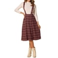 thumbnail image 2 of Falda de tirantes de tartán para mujer Inspire Chic, vintage, de cintura alta, estilo A-line, midi, color rosa, 2 of 6