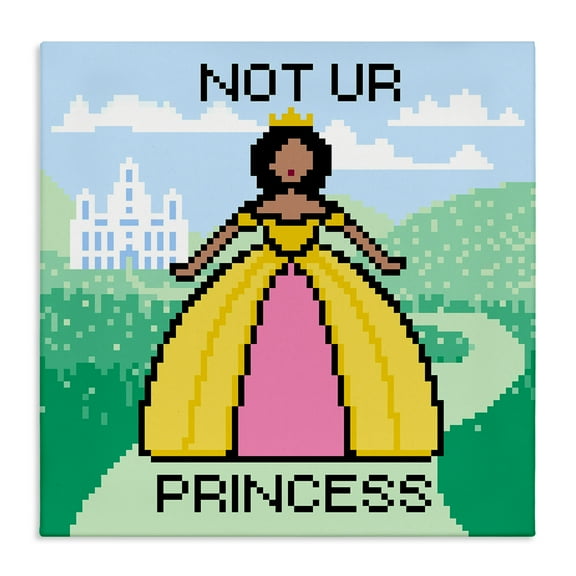 Stupell Industries Not Ur Princess Pixel Style People Painting Wrapped Canvas Art Print Wall Art, 17 x 17