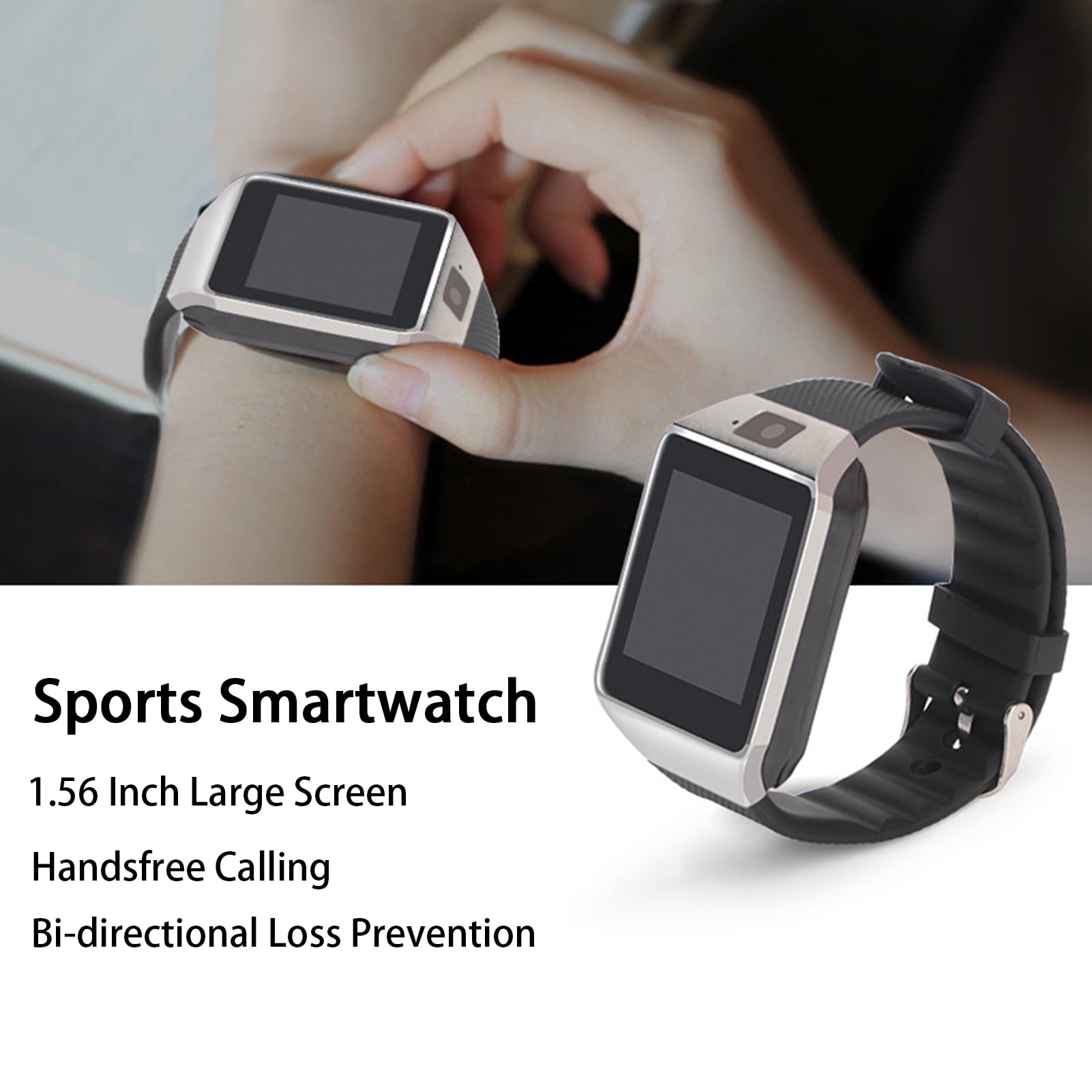 NEWLIS 1 Set DZ09 Smart Watch  Inch Large Screen Bi-directional Loss  Prevention Handsfree Calling Touch Control Sleep Monitoring Step Counting  Electronic Watch Daily Use 