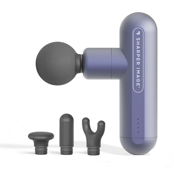Sharper Image Powerboost Move 2.0 - Mini Pistolet de Massage/ 4 Accessoires, 4 Vitesses/ Outil de Massage Corps Entier Dos & Épaules/ Masseur à Percussion pour Tissus Profonds/ Muscle Athlète