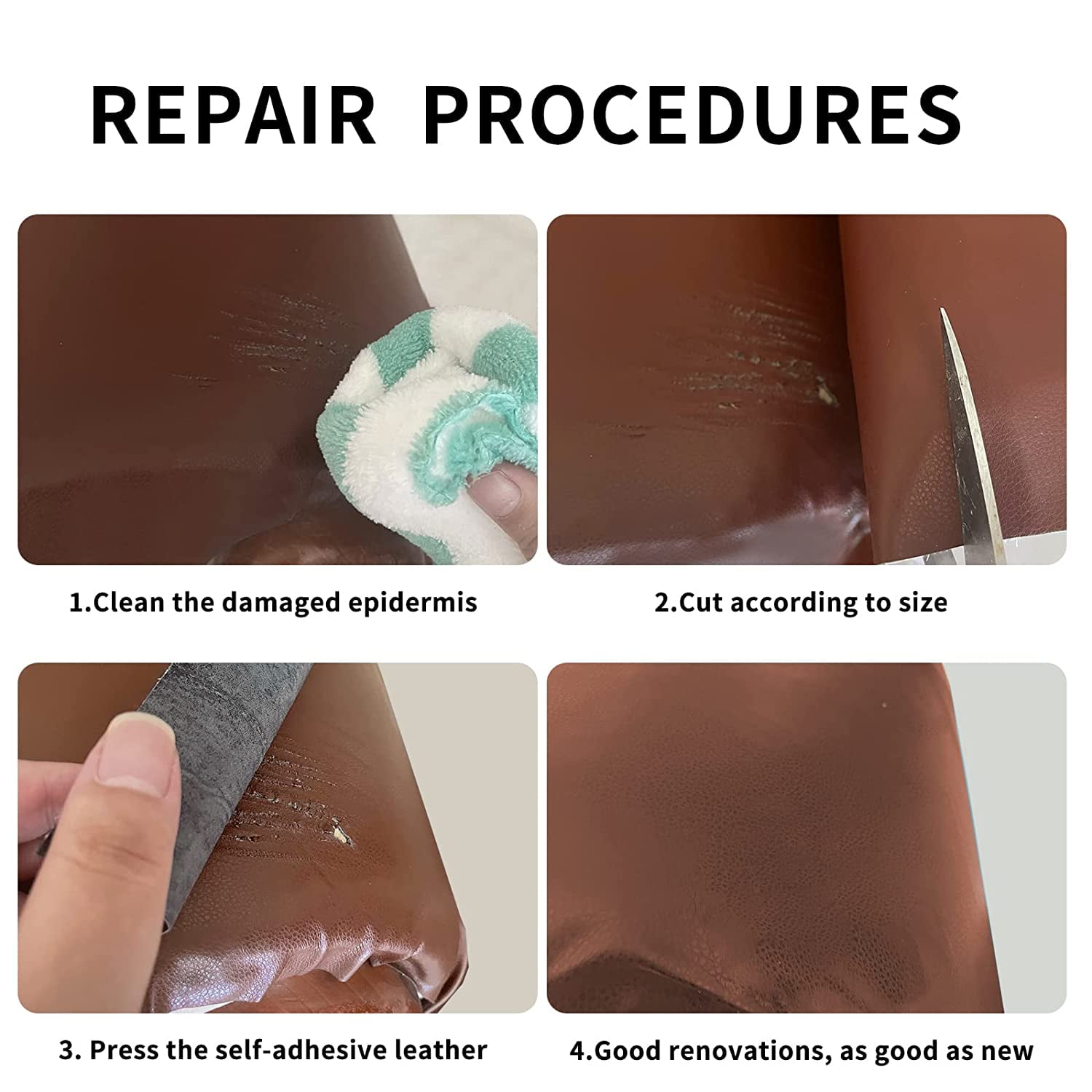 Leather Repair Patch, 16X119 inch Self Adhesive Leather Repair Waterproof,DIY Large Leather Repair Tape for Couches, Furniture, Car Seats, Cabinets, Wall, Handbags (16X98 inch, Dark Brown)
