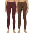 thumbnail image 1 of Felina Sueded Athleisure Performance Legging (2-Pack) Womens Leggings w/Slimming Waist Band Style: C3690RT (Large, Wild Wine), 1 of 5
