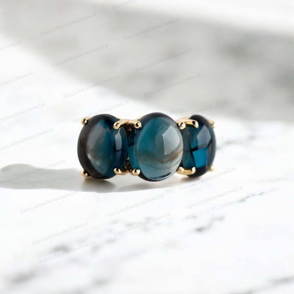 KANISHKAGEMS&JEWELS 8x6MM / 2Ct Oval Cut Topaz Wedding Ring November Birthstone Engagement Ring 3 Stone Ring Happy Holiday Gift Ring