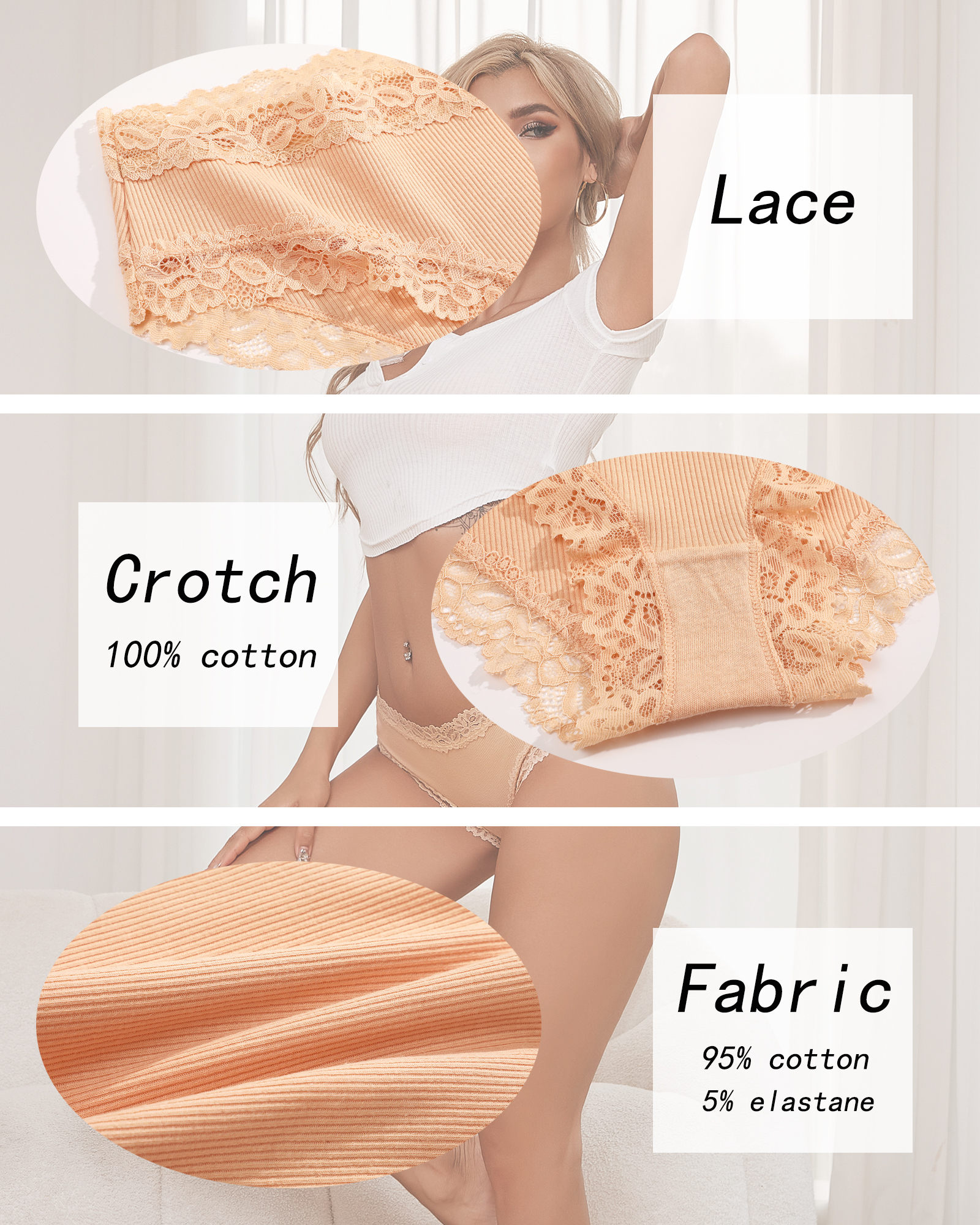 Finetoo Women's Cotton Lace Bikini Underwear, 6-Pack photo 5