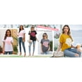 thumbnail image 3 of Langwyqu Summer Rose Printed Women Short Sleeve Crewneck Graphic T-Shirt, 3 of 5