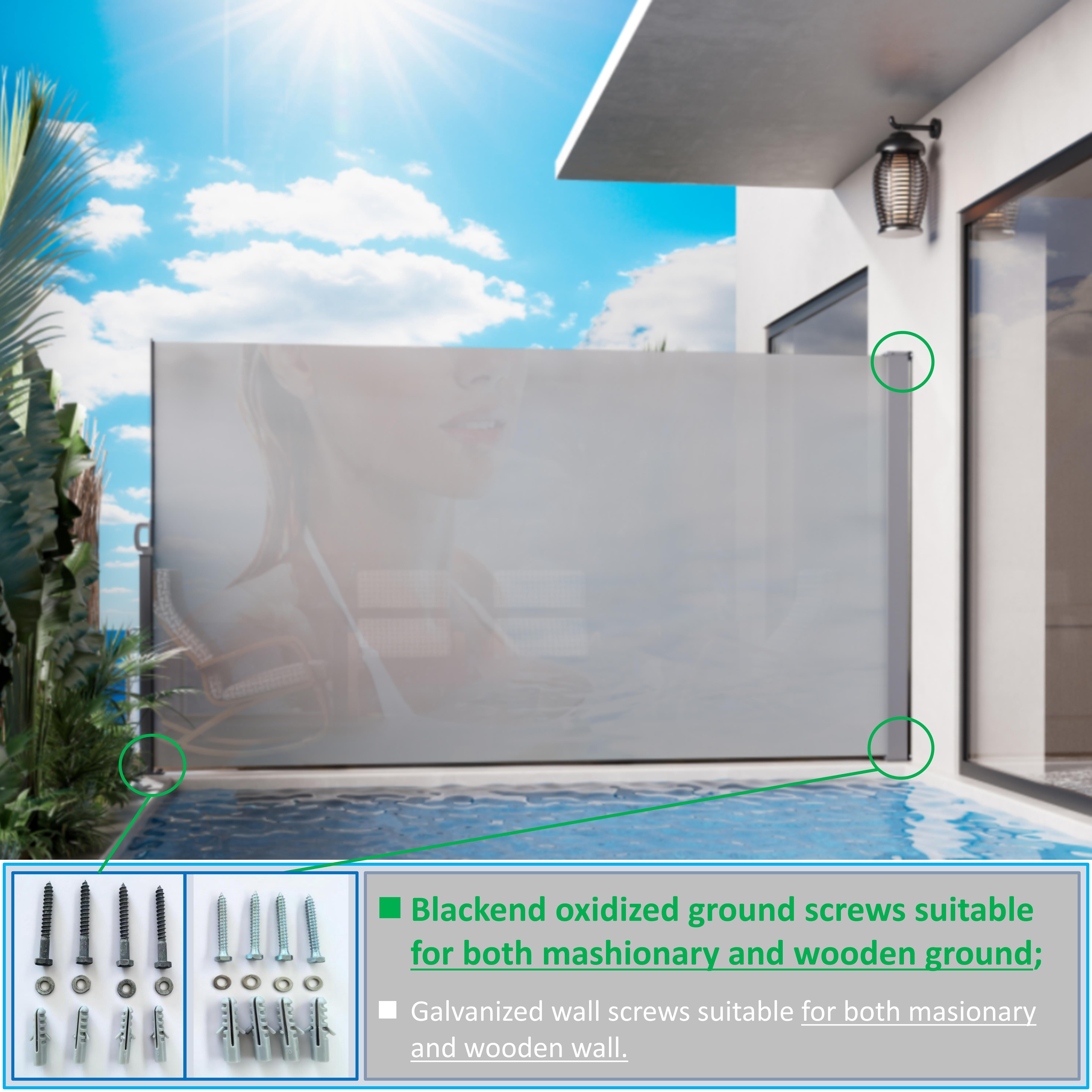 71"x138" Retractable Side Awning, Semi Transparent with UV Printing, UPF50+