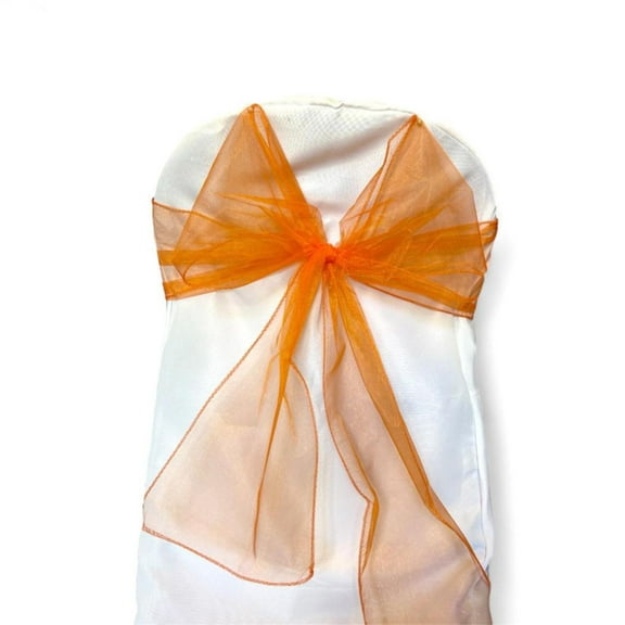 9 x 10 Ft Organza Chair Bows/Sashes Orange (12 pieces)
