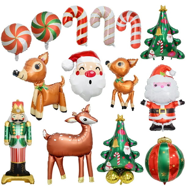 Accesorios fotográficos para decoración de fiestas navideñas con globos de aluminio de dibujos animados de alces guardianes