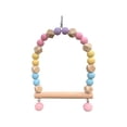 thumbnail image 3 of KOYPTL Wooden Bird Swing with Bells for Cockatiels Parrot Perch Hanging Toys,Birdcage Stands Cage Ground Play Gyms Accessories,Colorful Beads Climbing Toy for Lovebirds Conures Budgies Easter Decor, 3 of 6