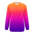 thumbnail image 3 of CLOISE Women Sweatshirt Gradient Oversized Sweatshirts Crewneck Long Sleeve Hoodies Shirts Orange Basic Blouses With Pockets 2024 Fall Tunic Y2k Outfits M, 3 of 4
