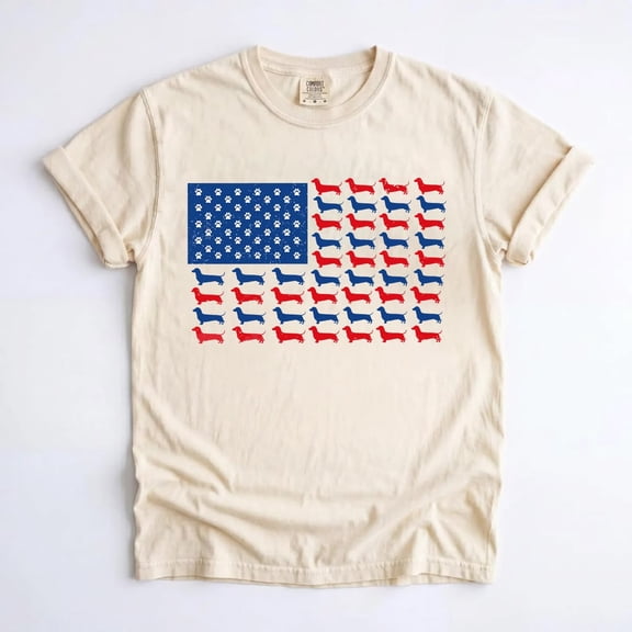 Patriotic Dachshund Shirt, American Flag Wiener Dog Tee, Distressed Doxie 4th of July Gift