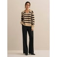 thumbnail image 4 of Women'S Striped Sweater Long Sleeve V-Neck Pullover Autumn Sweater Top 2025 Khaki One Size, 4 of 8