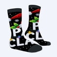 thumbnail image 2 of Four Seasons Universal Socks - 2 Pairs Festive Design with Santa Hat & ' HAPPY ' Text Colorful Christmas Lights Unisex Trendy Socks, 2 of 5
