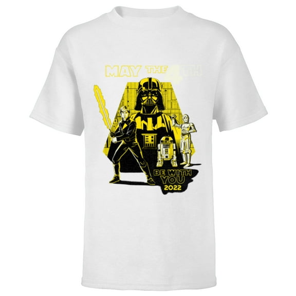Star Wars Luke Darth Droids May the 4th Be With You 2022 - Short Sleeve T-Shirt for Kids - Customized-White