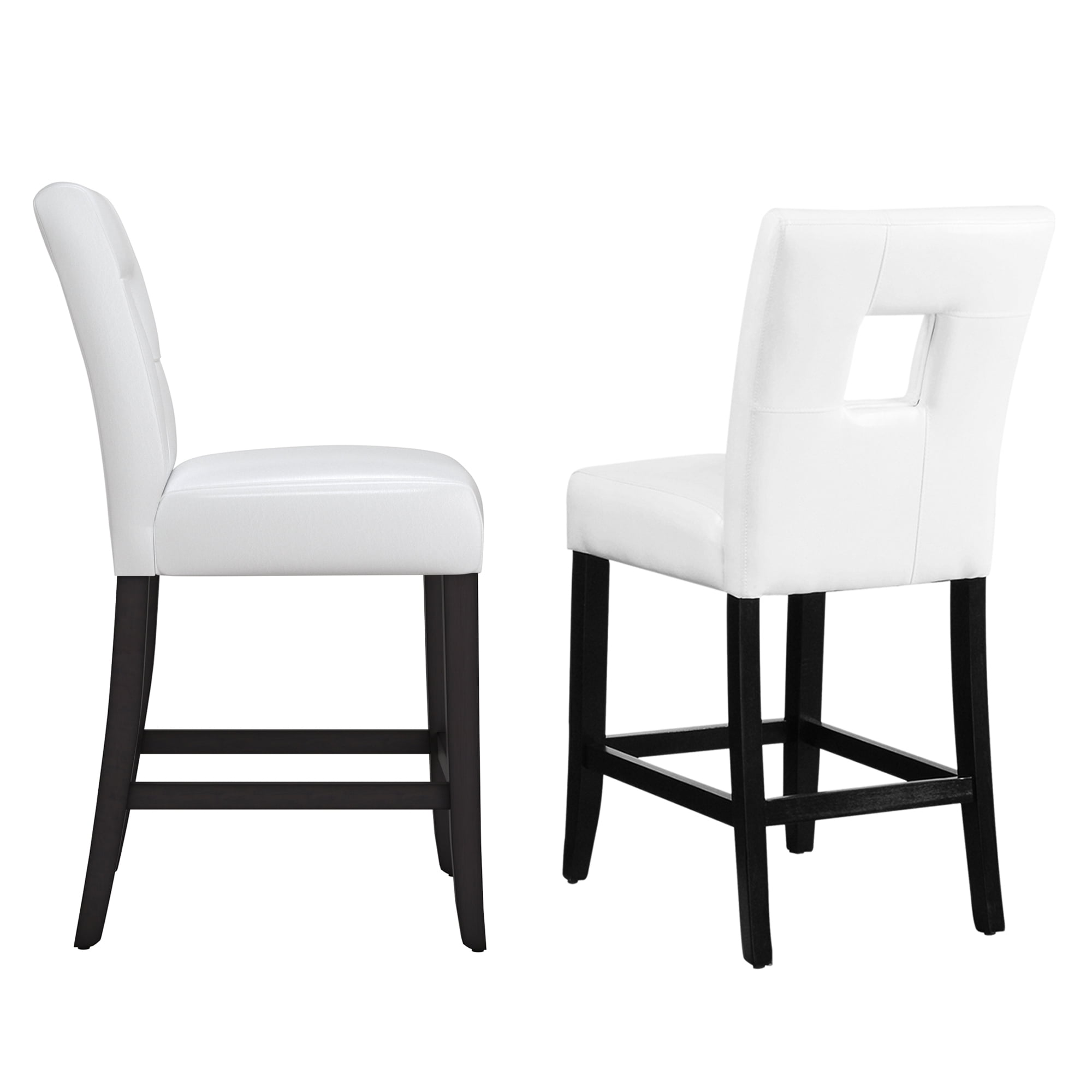 Weston Home Landen Faux Leather Keyhole Counter Height Stool, Set of 2, White