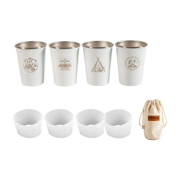 Vaso de Vino de Acero Inoxidable Yuarrent 4 Piezas Taza de Té y Leche 350 ml