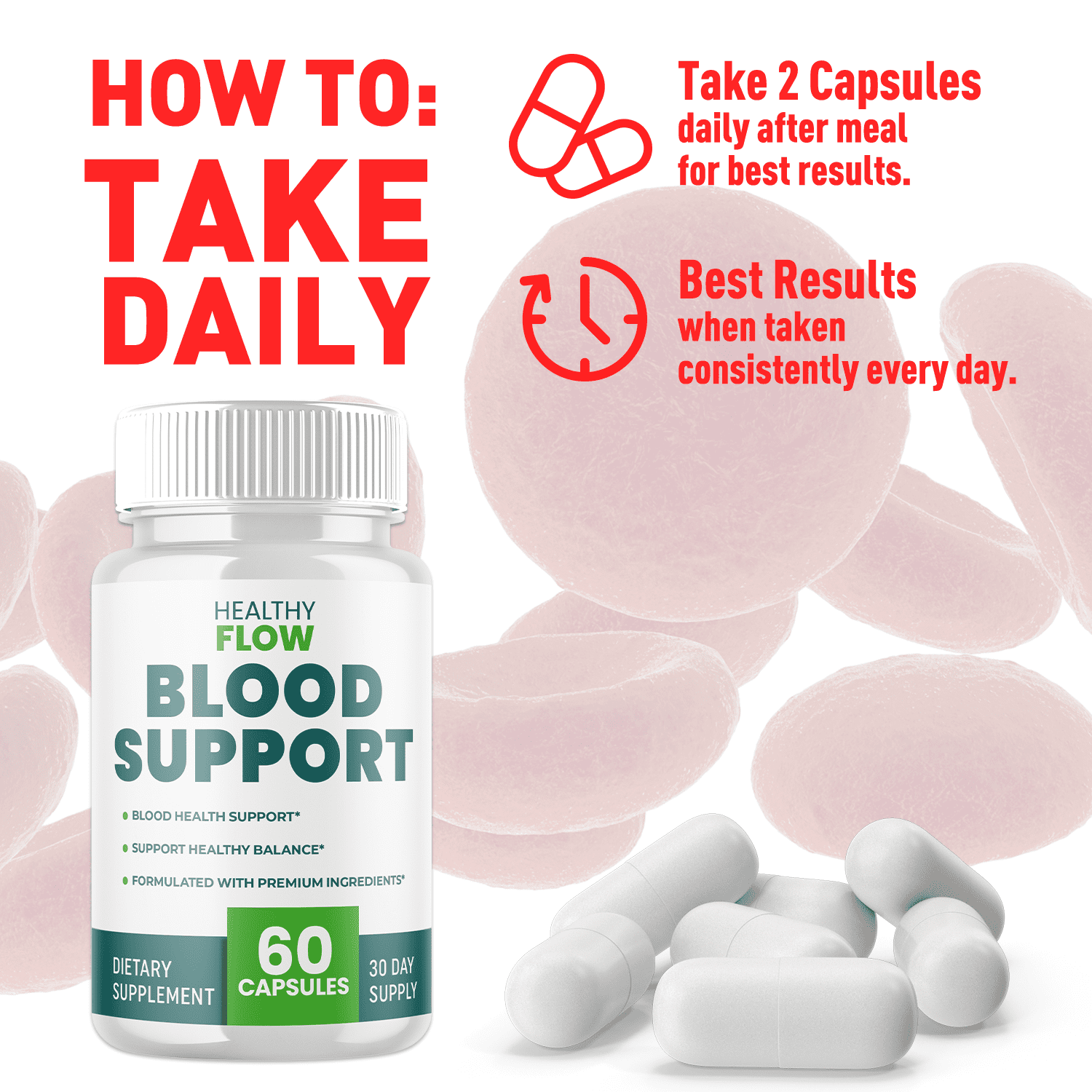 Healthy Flow Blood Support Pills Advanced Formula Vitamin Supplement HealthyFlow 180 Capsules