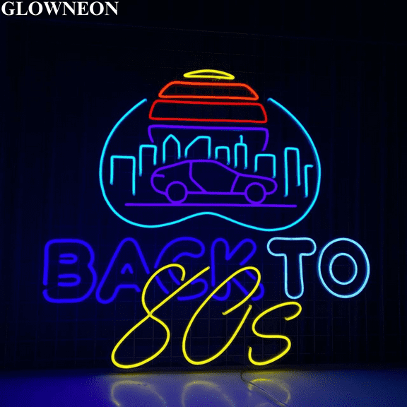 Glownneon Back To 80s Neon Sign, 80s Music Theme Led Sign, Retro Decor