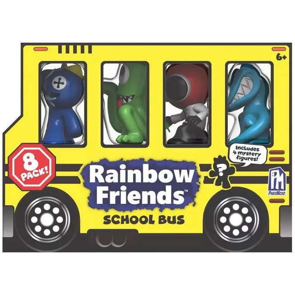 PhatMojo Rainbow Friends Series 2 School Bus Figure, 8 Pack