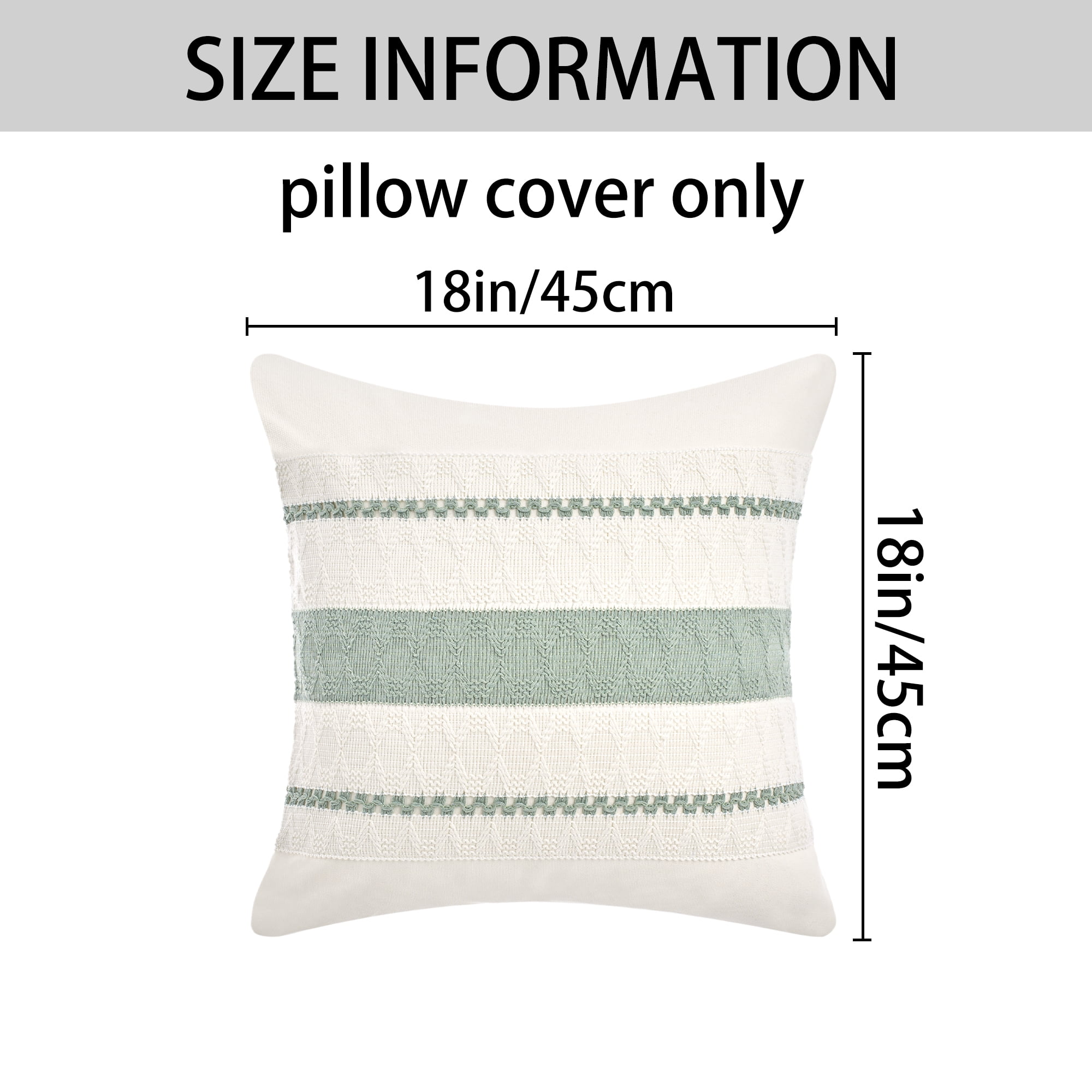 Unique Bargains Striped Throw Pillow Covers Pack of 2 Green 18" x 18"
