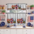 thumbnail image 2 of Independence Day Flower Kitchen Curtains Valances 3 Piece Set, Red Blue Stripe Star Bow Tie Daisy Black Plaid Wood Rod Pocket Tier Curtain Valance Drapes for Small Window 36 Inch Length for Bedroom, 2 of 9