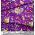 thumbnail image 2 of Soimoi Purple Cotton Duck Fabric Bird & Floral Print Fabric by the Yard 56 Inch Wide, 2 of 3