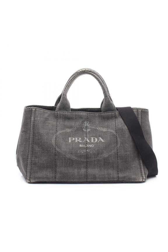 Pre-Owned Prada Canapa Denim 2-Way Tote Bag/Handbag, Denim, Women's, Gray
