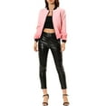 thumbnail image 2 of INSPIRE CHIC Women's Coat Casual Zip Up Bomber Jacket Windbreaker Outerwear with Pockets XS Pink, 2 of 7