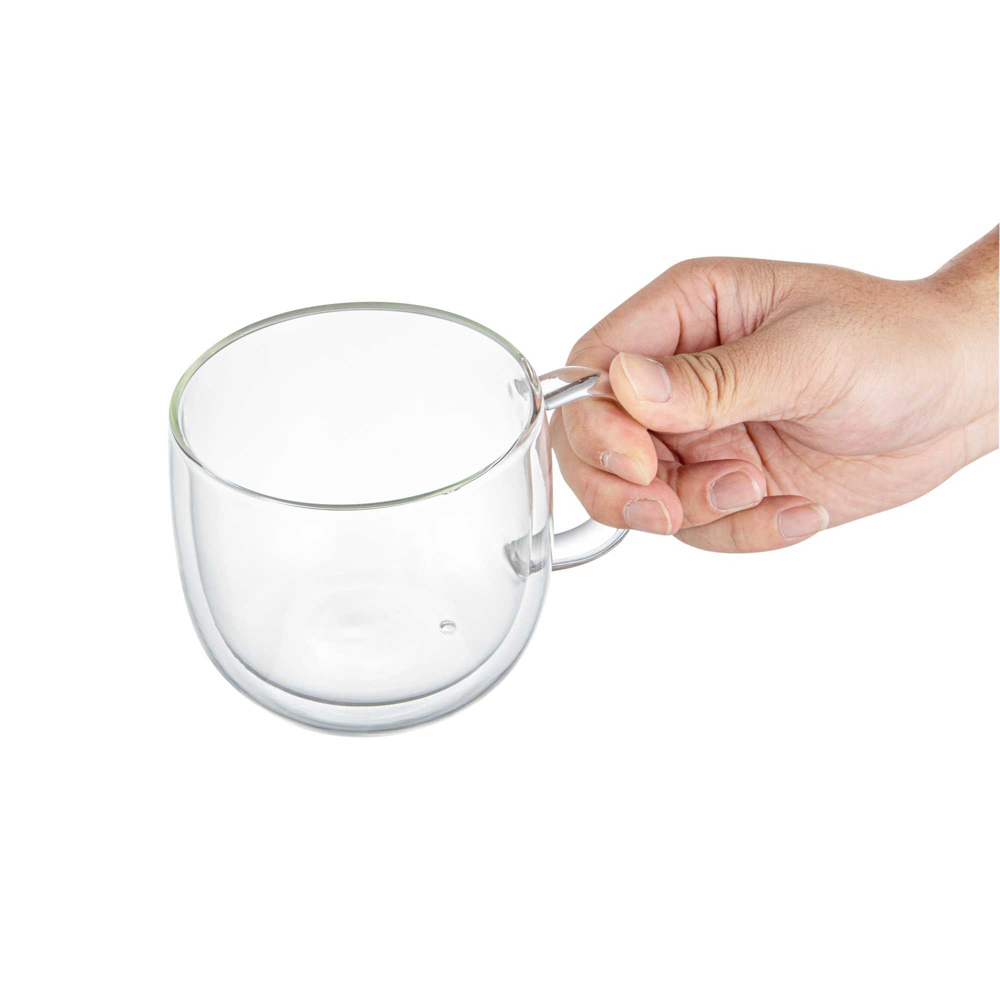 Forma Professional 16.9 Ounce Double Wall Coffee Mugs, 12 Insulated Coffee Mugs With Handle - Dishwashable, Reusable, Clear Glass Beverage Cups, Freezable, For Hot Or Cold Beverages - Restaurantware