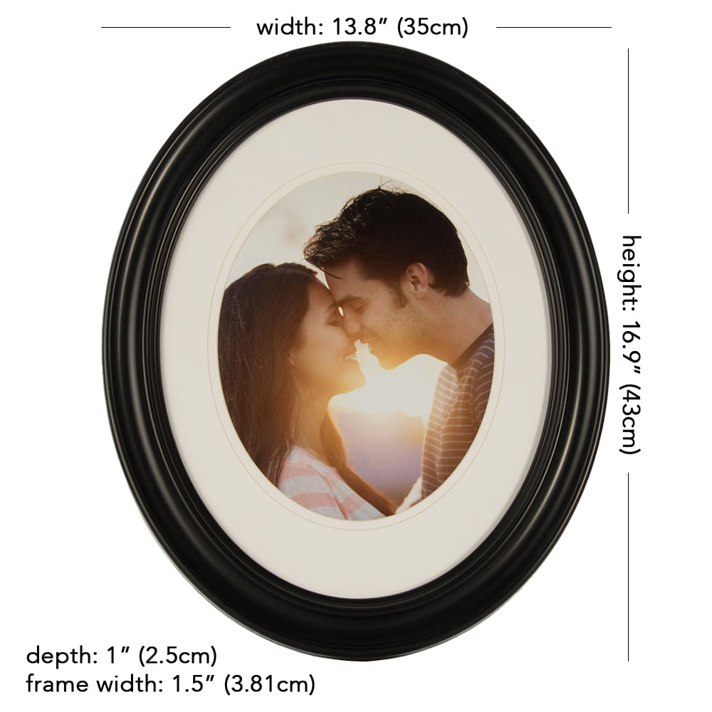 GALLERY SOLUTIONS 11x14 Black Oval Wall Frame Matted to Display 8x10 Image