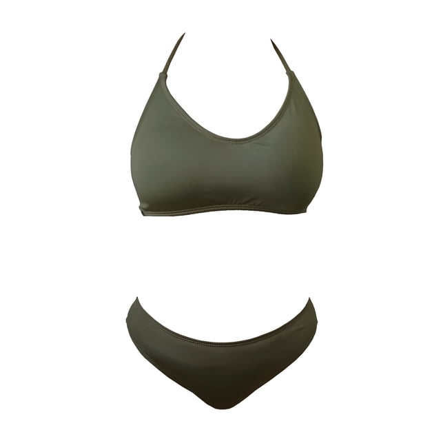 Traje de Baño Bikini Op para Mujer con Amarre Halter Verde Militar Talla EG, 2 Piezas