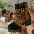 thumbnail image 5 of Women Platform Boots Leopard Chunky Heel Ankle Booties Lace Buckle Combat Boots High Heel Goth Shoes, 5 of 7