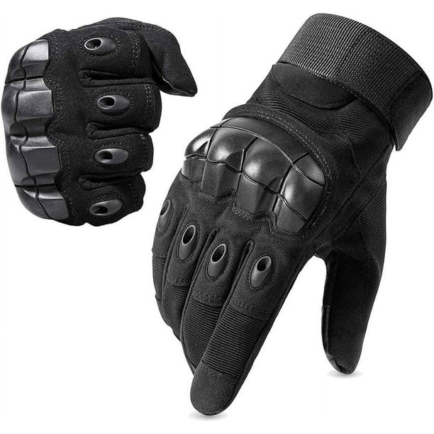 Un par de guantes militares de combate táctico para hombres, guantes deportivos de verano, protección anticorte para motocross (negro M)