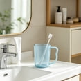 thumbnail image 4 of Darzheoy Clear Plastic Cup, Reusable Mouthwash Cup, Portable Lightweight Brushing Teeth Cup, Plastic Handle Drinking Cup, Transparent Mouthwash Cup for Bathroom, Home, Hotel, Outdoor, Travel, 4 of 6