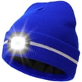 thumbnail image 1 of Fleece Lined Reflective Stripe Hat with The Light, USB C Rechargeable Safety High Visible LED Beanie Suitable Running,Blue, 1 of 4