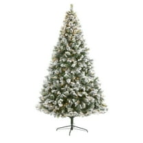 HomeStock 9ft Wonder Flocked Pine Artificial Christmas Tree Prelit with 1580 Bendable Branches and 600 Clear Lights
