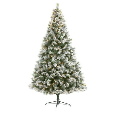 HomeStock 9ft Wonder Flocked Pine Artificial Christmas Tree Prelit with 1580 Bendable Branches and 600 Clear Lights