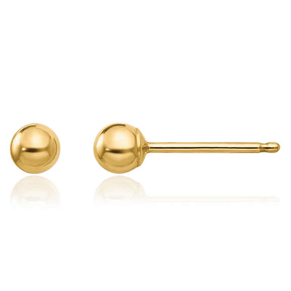 14K Solid Yellow Gold 3mm Ball Stud Earrings